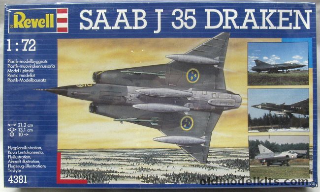 Revell 1/72 Saab J-35 Draken - Sweden / Finland  / Denmark / Austria, 4381 plastic model kit